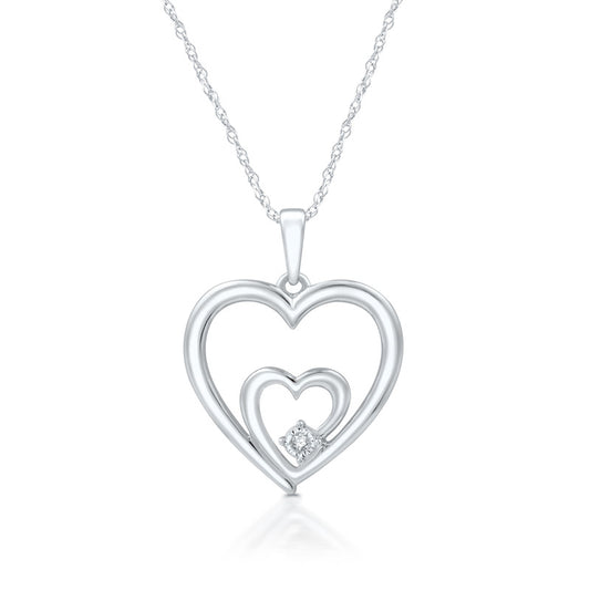 Diamond Accent Double Heart SterlingSilver Pendant