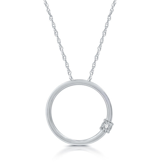 Diamond Accent Eternity Circle Pendant in .925 Sterling Silver on 18" Necklace