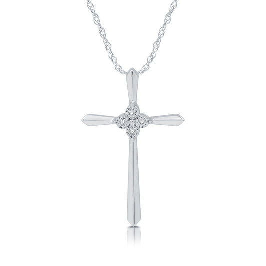 Cross Pendant with Diamond Accents Crafted in Sterling Silver