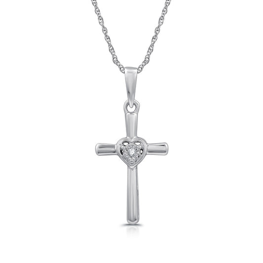 Diamond Accent Gold over Silver Cross Pendant