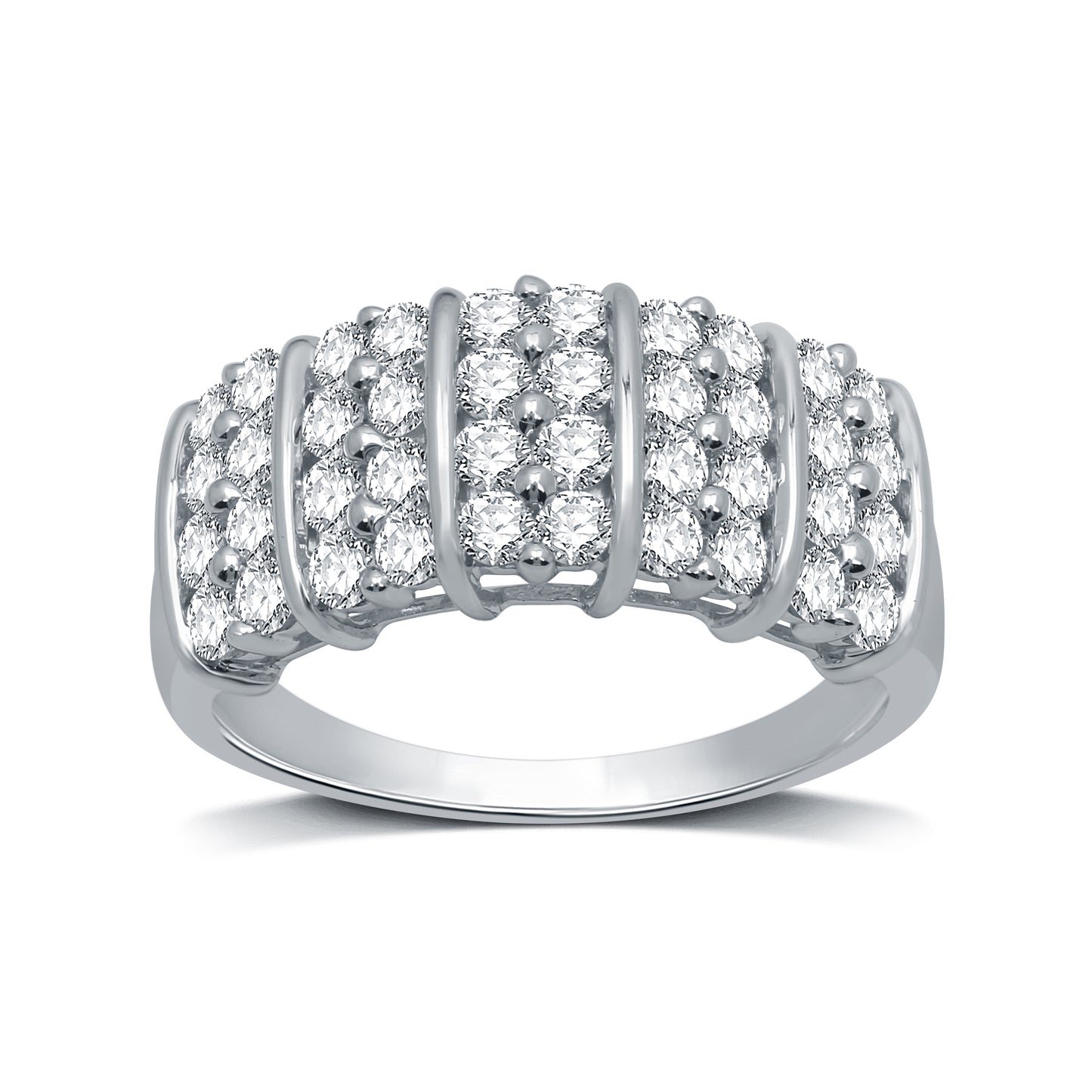 1.00 Cttw Diamond and Sterling Silver Ring - Size 7