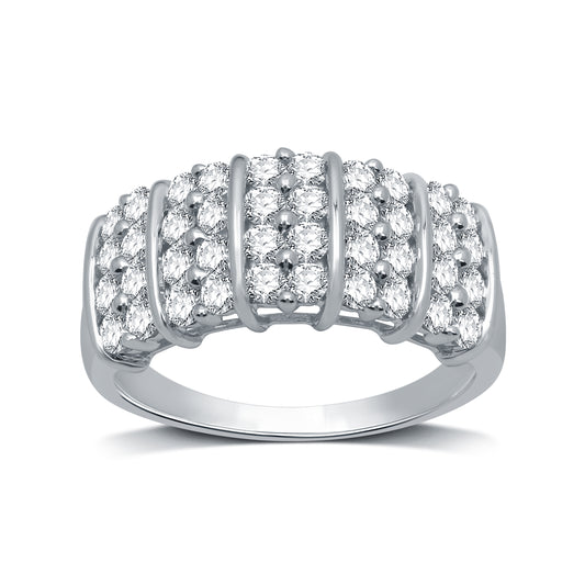 1.00 Cttw Diamond and Sterling Silver Ring - Size 7