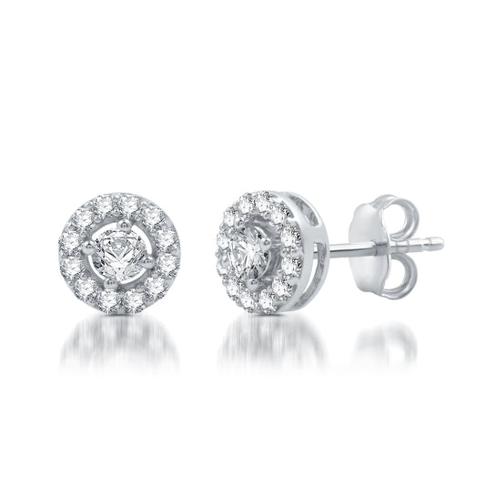 Round 1 1/3 Cttw Lab-Grown Diamond & Lab-Created White Sapphire Earrings