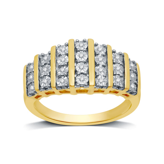 1/10 Cttw Diamond and Gold over Silver Anniversary Band-Size 7
