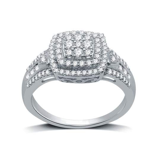 1/2 Cttw Diamond Ring Set in Concentric Square Pattern-Size 7