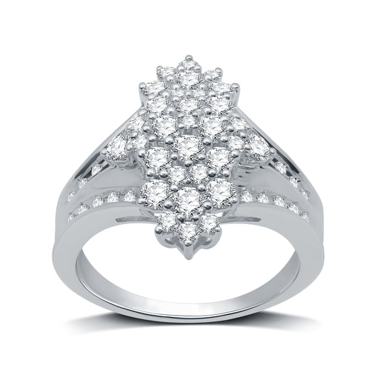 1 Cttw Lab-Grown Diamond Marquis Cluster Ring-Size 7