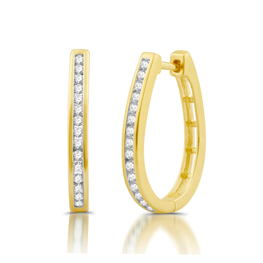 1/2 Cttw Diamond and Gold over Silver Hoop Earrings
