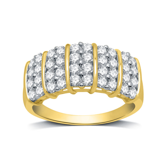 1.00 Cttw Diamond and Gold over Silver Ring - Size 7