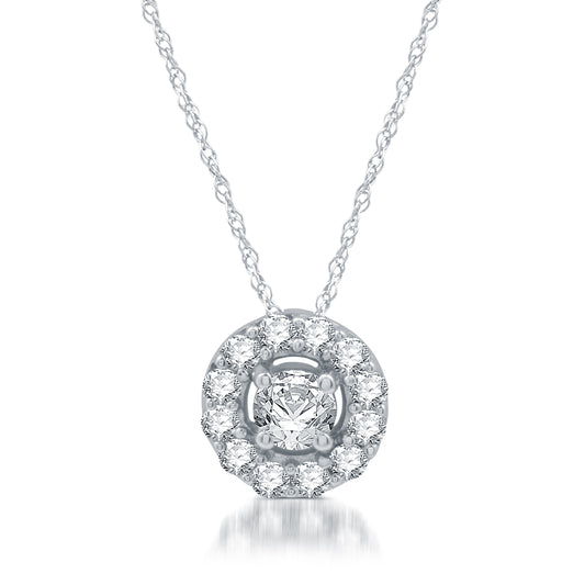0.69 Cttw Lab-Grown Diamond and Lab-Created White Sapphire Circle Pendant on 18" Chain