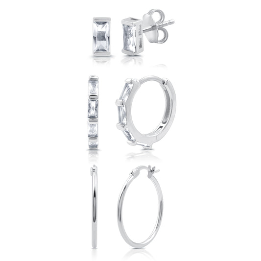 Lab-Grown Diamond Earring Set - 3 Pairs of Earrings