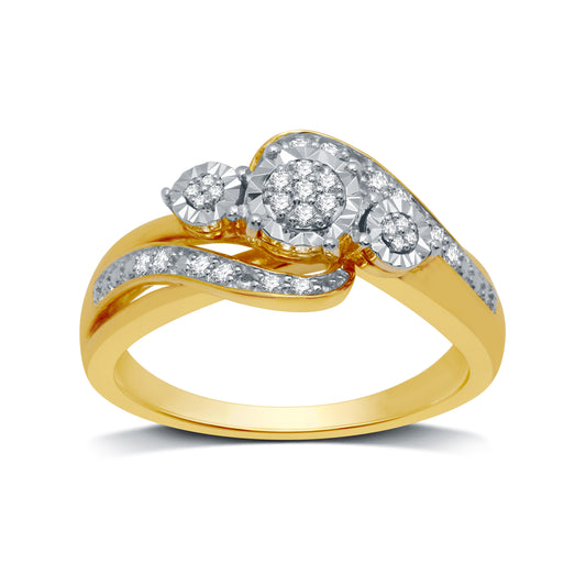 1/15 Cttw Diamond and Gold over Silver 'Swirl' Ring-Size 7
