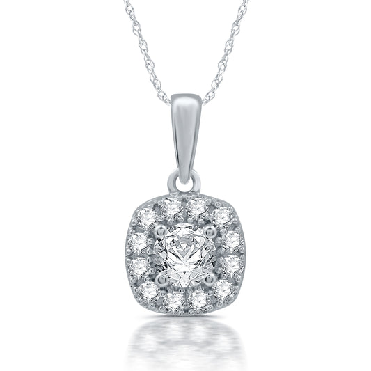 0.58 Cttw Lab-Grown Diamond and Lab-Created White Sapphire Pendant on 18" Chain